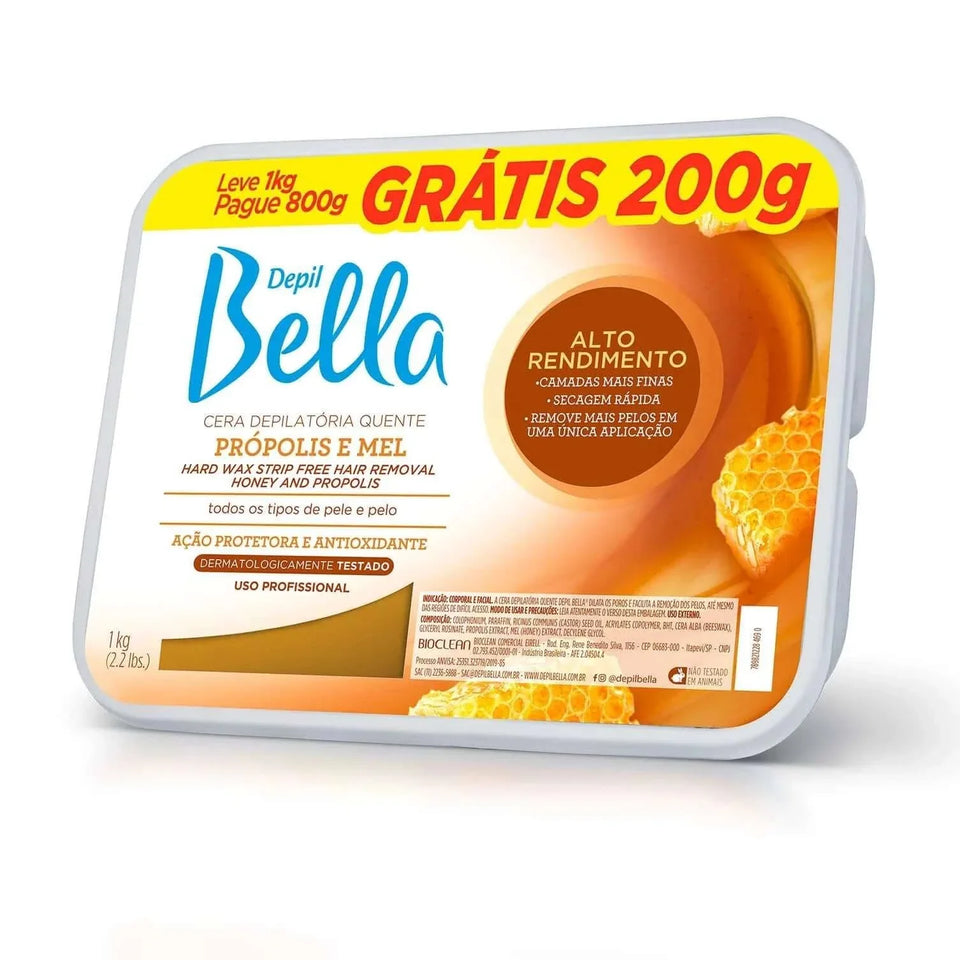 3 Hot Wax Bar Propolis and Honey High Performance Depil Bella 800g and Get 200 - 1Kg/2.2 lbs - BuyBrazil