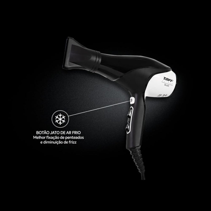 Taiff Unique Duo Black and White Hair Dryer 2700W Automatic Bivolt