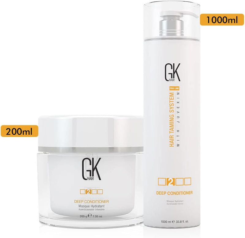 GK HAIR Global Keratin Deep Conditioner Masque 7.05 Fl Oz/200 g Máscara de tratamento de reparação intensa e hidratante para cabelos secos, danificados, coloridos e com frizz Fórmula de restauração com óleos de sementes de Jojoba