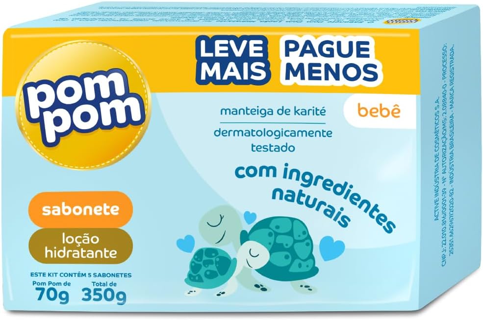 BuyBrazil Pom Pom Bar Soap Kit with 5 moisturizing 70g bars, perfect for gentle cleansing and hydration.