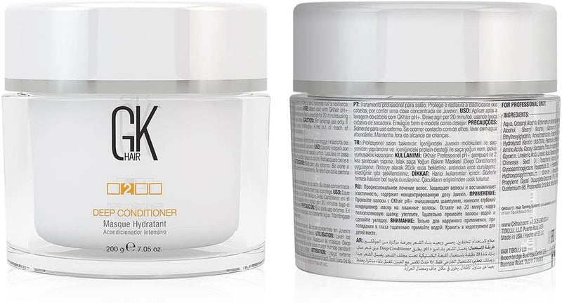 GK HAIR Global Keratin Deep Conditioner Masque 7.05 Fl Oz/200 g Máscara de tratamento de reparação intensa e hidratante para cabelos secos, danificados, coloridos e com frizz Fórmula de restauração com óleos de sementes de Jojoba