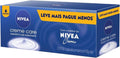 Six NIVEA Creme Care soap bars in a pack, showing creamy white NIVEA soap in a simple packaging design.