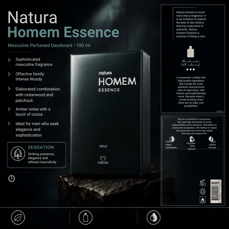 NATURA Homem Essence Deo Parfum 100ml - 3.38 fl oz