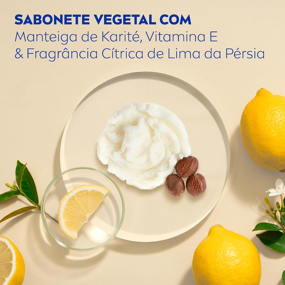 NIVEA Sabonete Vegetal Nutrição Da Natureza with shea butter and Persian lime, 80g, natural formula for gentle cleansing and soft skin