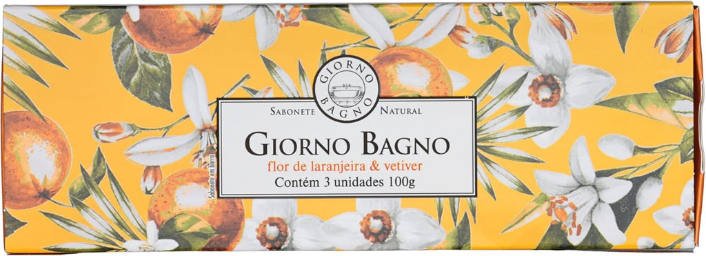 Bar soap kit with three 100g bars from Giorno Bagno, featuring floral orange blossom and vetiver scents.