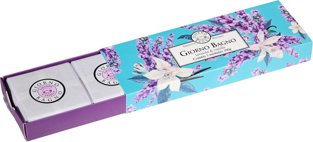 BuyBrazil Giorno Bagno soap bar kit with three 100g bars featuring floral orange blossom and vetiver scents.