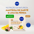 NIVEA Vegetal Nutrição Sabonete com manteiga de karité e lima da Pérsia, 80g, para limpeza delicada e pele macia.