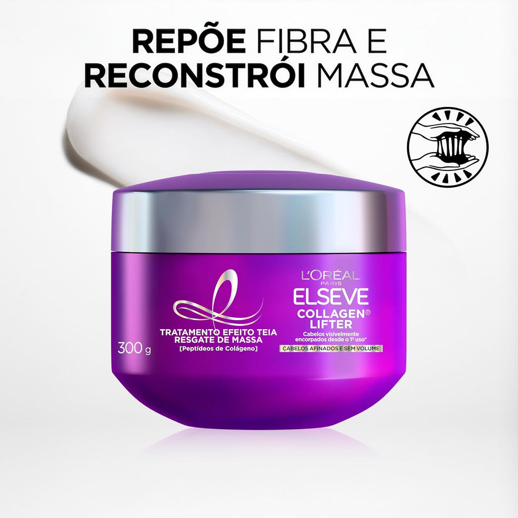 L'Oréal Paris Elseve Collagen Enriching Treatment Mask in 300g jar, creamy hair mask for strengthening and nourishing.