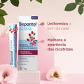 Bepantol Derma Rosa Mosqueta 20g moisturizer and multi-restorer in a small tube, with soft pink packaging and product label.