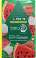 Palmolive Naturals watermelon and lychee scented bar soap, 8 pack of 85g bars, with fresh fruit imagery on the packaging.