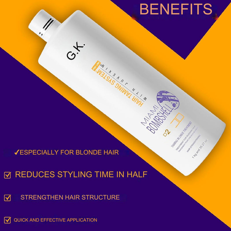 GK Hair Miami Bombshell Hair Taming Blond Treatment System With Juvexin 1000ml/33.8 fl.oz.