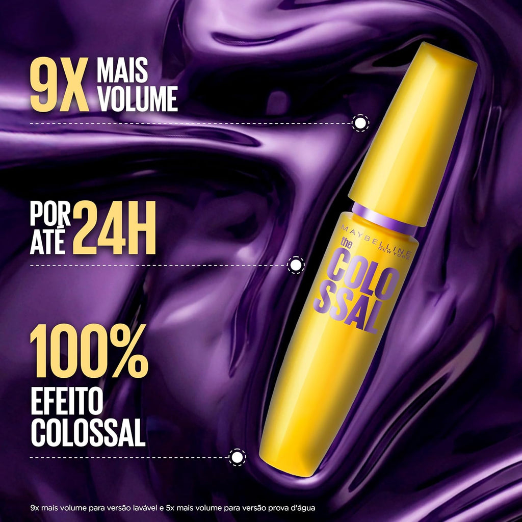 Maybelline The Colossal Volum' Express black mascara tube showing the 8ml product with a sleek black design.