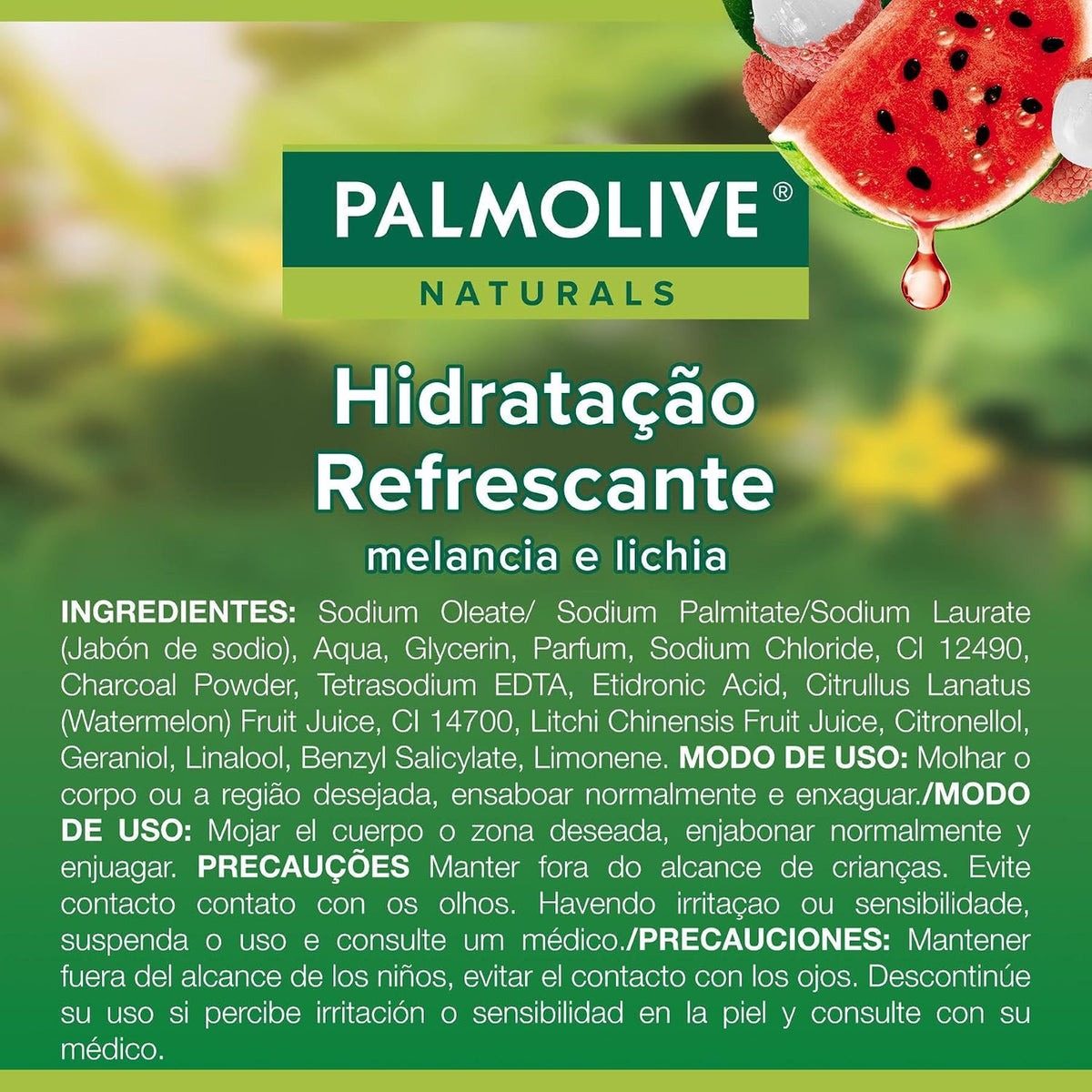 Barra de sabonete Palmolive Naturals Hidratação com essência de melancia e lichia, embalagem com 8 unidades de 85g cada