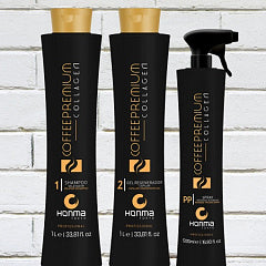 Wennoz Brasil Honma Tokyo Kit Coffee Premium Collagen Progressive Brush Kit 2x1000ml/33.8 fl.oz + 300ml Spray