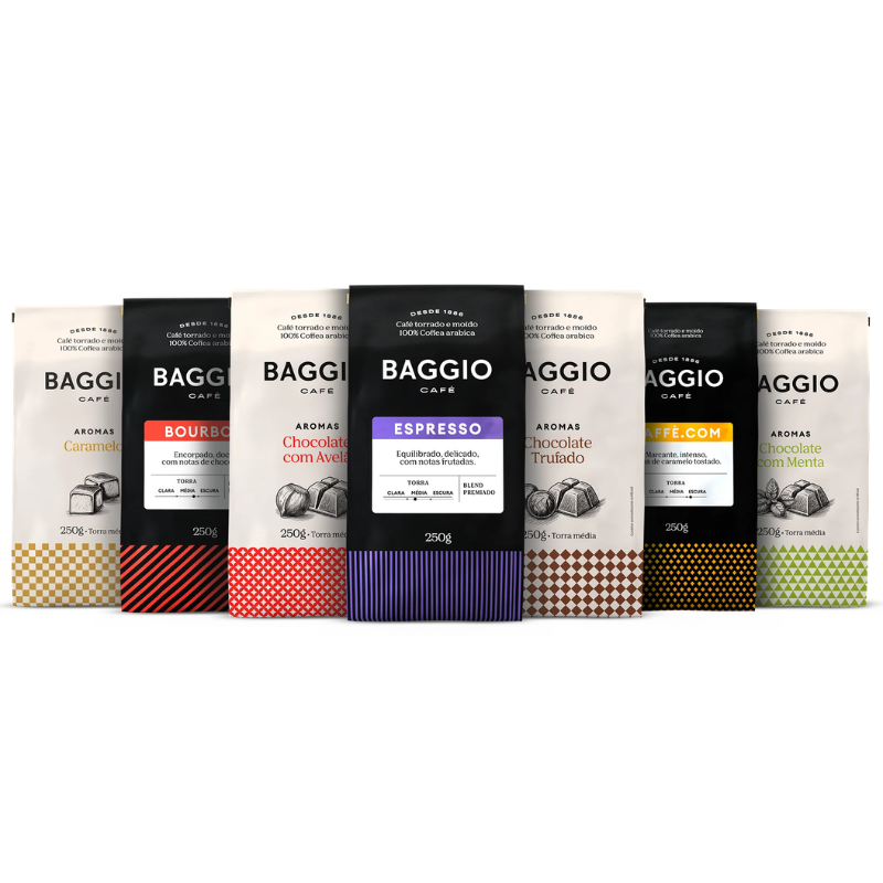 BAGGIO Master Ground Coffee Kit featuring 7 roasted and ground coffees