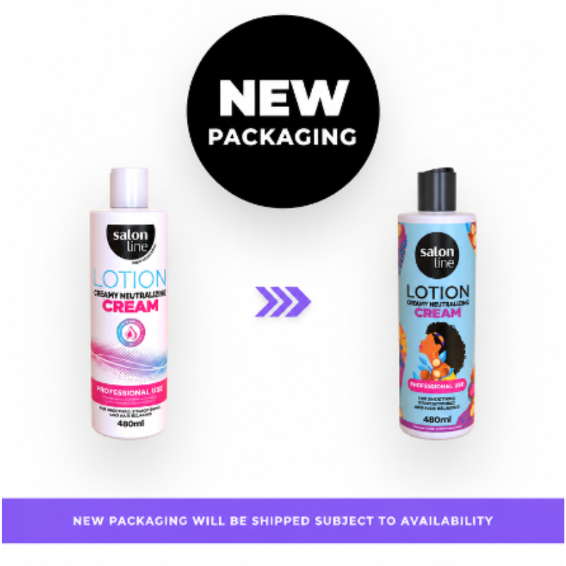 SALON LINE Creamy Neutralizing Lotion for hair, 480ml, with a smooth, creamy texture in a white bottle with a pump dispenser.