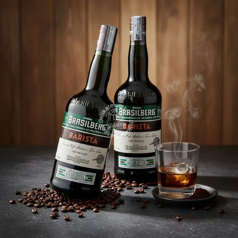 BRASILBERG Underberg Original Brasilberg Barista Aperitif in 920ml bottle, showcasing a dark herbal aperitif drink.