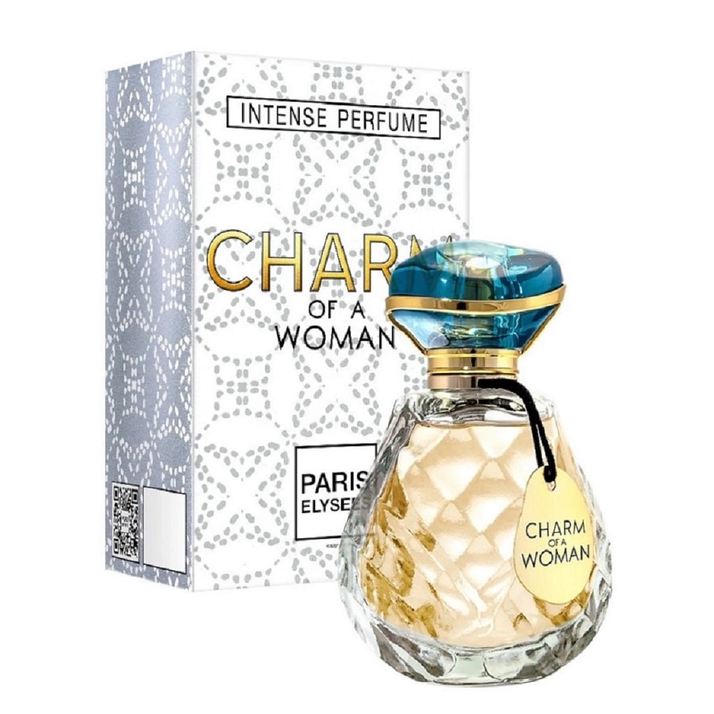 Paris Elysees Charm of a Woman perfume EDT 100ml bottle, elegant floral fragrance for women with a sophisticated design.