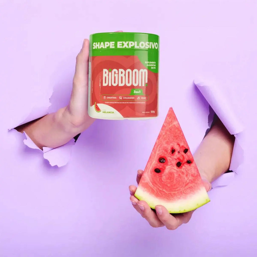 Creatina Monohidratada Big Boom Com Colágeno BCAA Sabor Melancia 300g