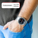 Relógio Technos Masculino 2115MYK/1P 45 Milímetros Prata Todo em Aço Inoxidável com Calendário e Prova D´Agua 50m