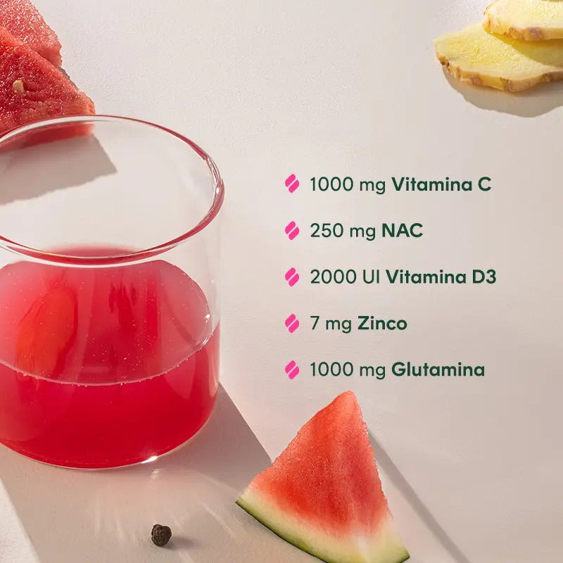 Sublyme Morning Shot Melancia, Suplemento de Imunidade em Pó com Vitamina C, D, Própolis e Zinco