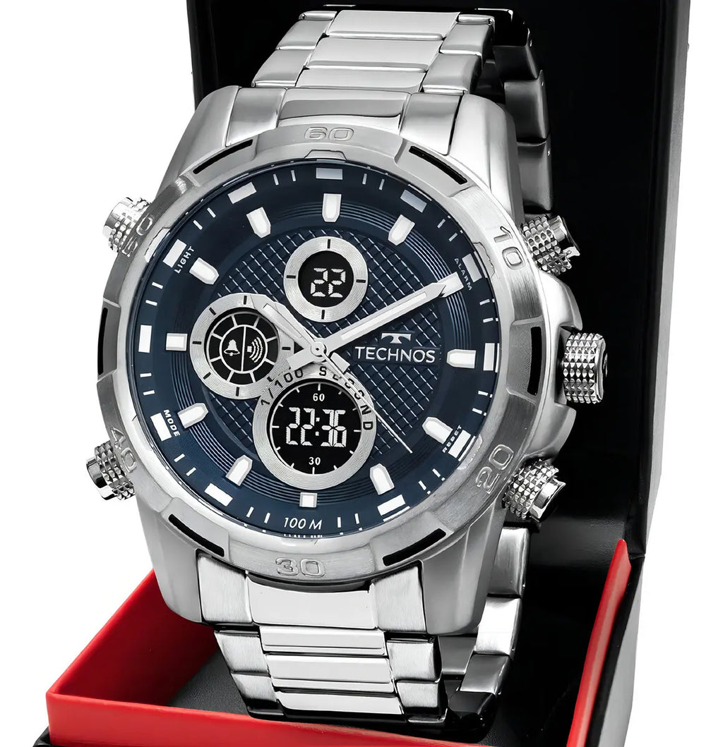 Technos Men's BJ4060AA/1A Silver Ana-Digi Watch