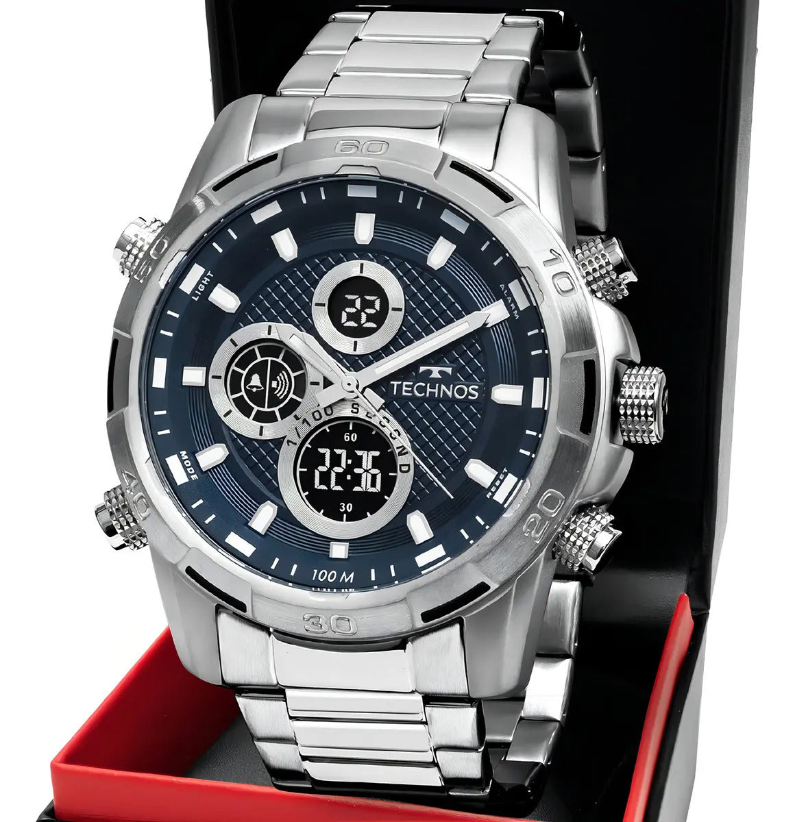 Technos Men's BJ4060AA/1A Silver Ana-Digi Watch