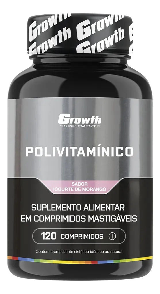 Polivitaminico Mastigável 120un. Growth Supplements - Sabor Morango