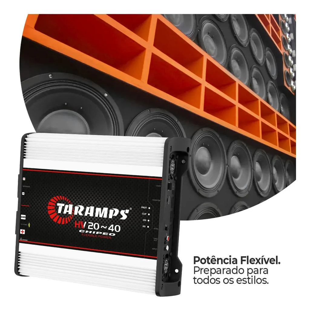 Módulo Amplificador Taramps HV 20-40 CHIPEO 40000W 1 Canal p/ Som Automotivo