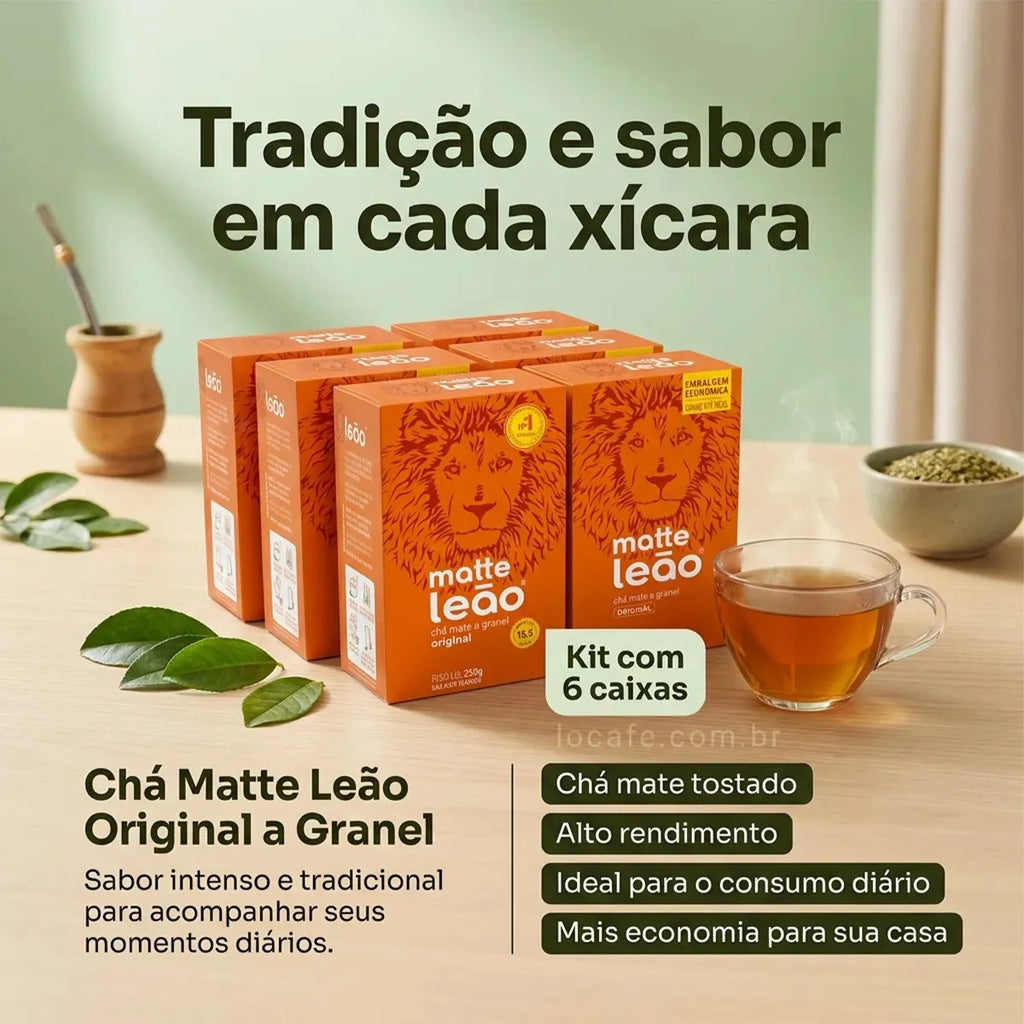 Kit Chá Matte Leão Mate Original A Granel 6 Caixas De 250g