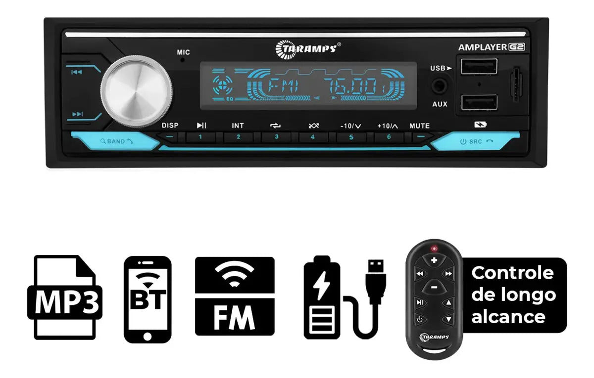Taramps Amplayer G2 1-DIN Bluetooth Car Receiver