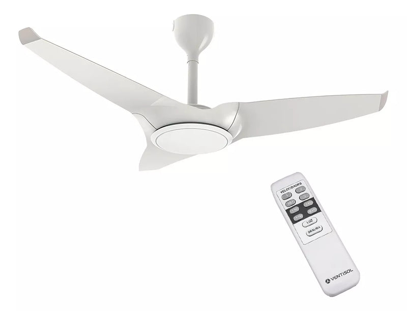 Ventisol Silent Ceiling Fan 6 Speeds 3 Blades 30w Flow With Control White Bivolt