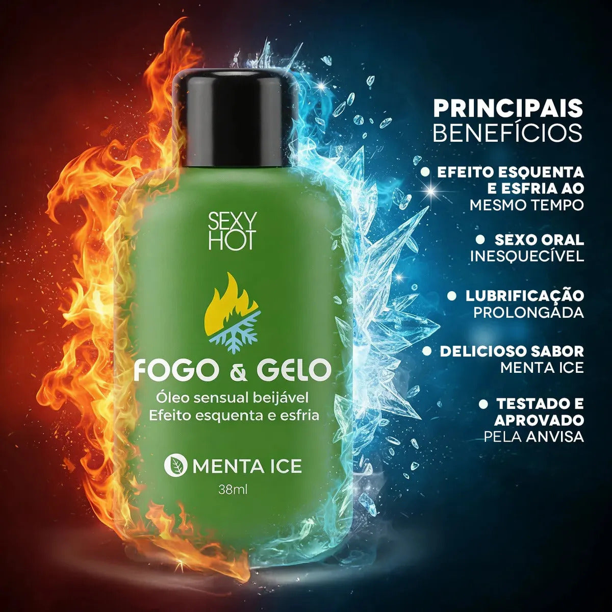 Gel Excitante Fogo E Gelo Beijável Sexo Oral E Íntima Sabor Menta Ice
