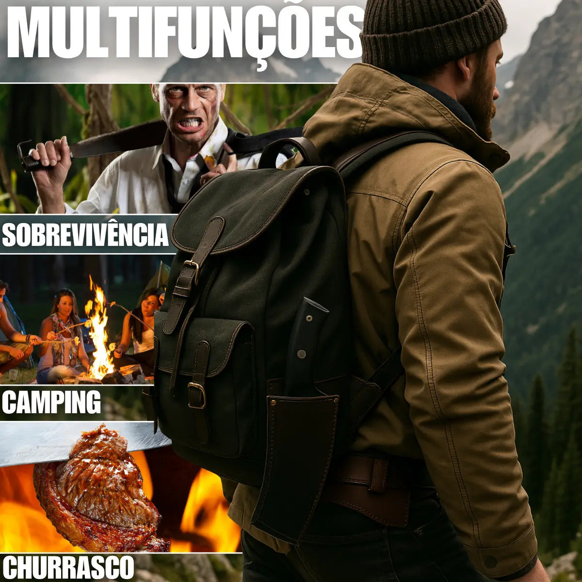 Faca Cutelo Dragão Artesanal Luxo Full Tang Rústica Ultra Afiada Aço Inox Com Bainha Churrasco Pesca Cozinha Carne Sushiman Cutelaria Coleção 12 Polegadas