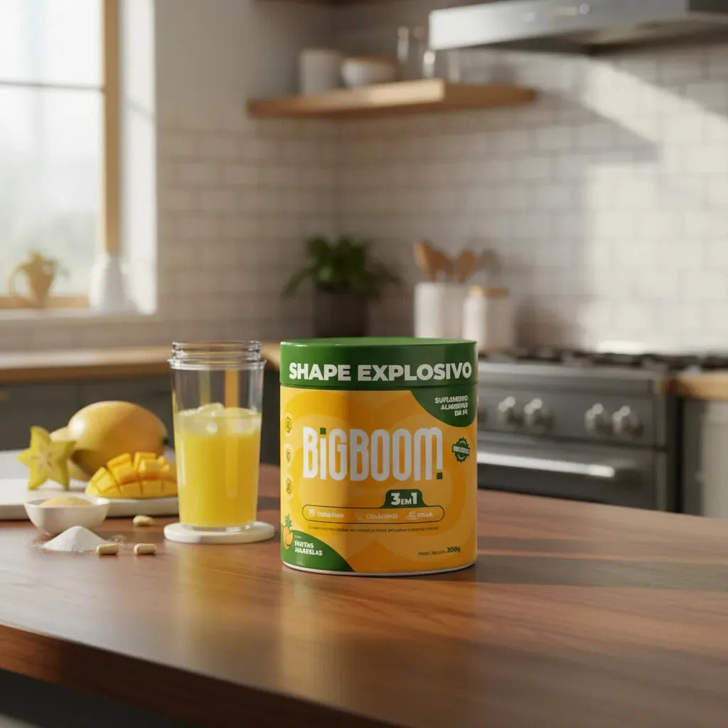 Creatina Monohidratada Big Boom 3 Em 1 C/colágeno E Bcaa Frutas Amarelas