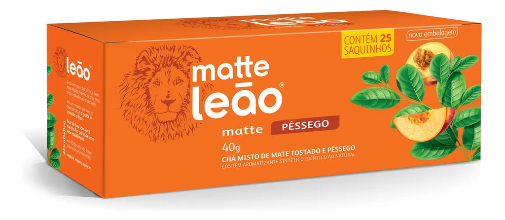 Chá Matte Leão mate pêssego em sachê Pêssego 40 g 25 u
