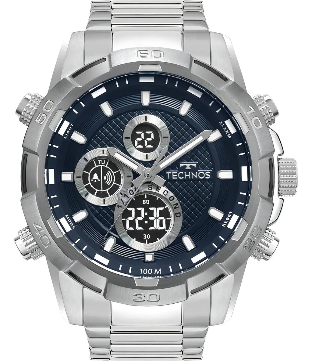 Technos Men's BJ4060AA/1A Silver Ana-Digi Watch