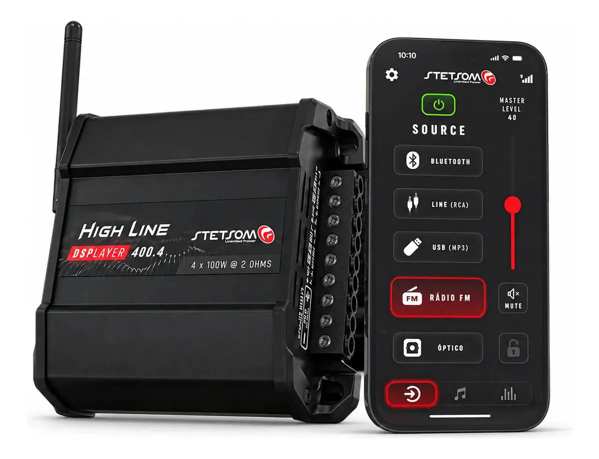 Módulo Amplificador Automotivo Stetsom HL4004 400W RMS 4 Canais DSP Player Bluetooth USB FM