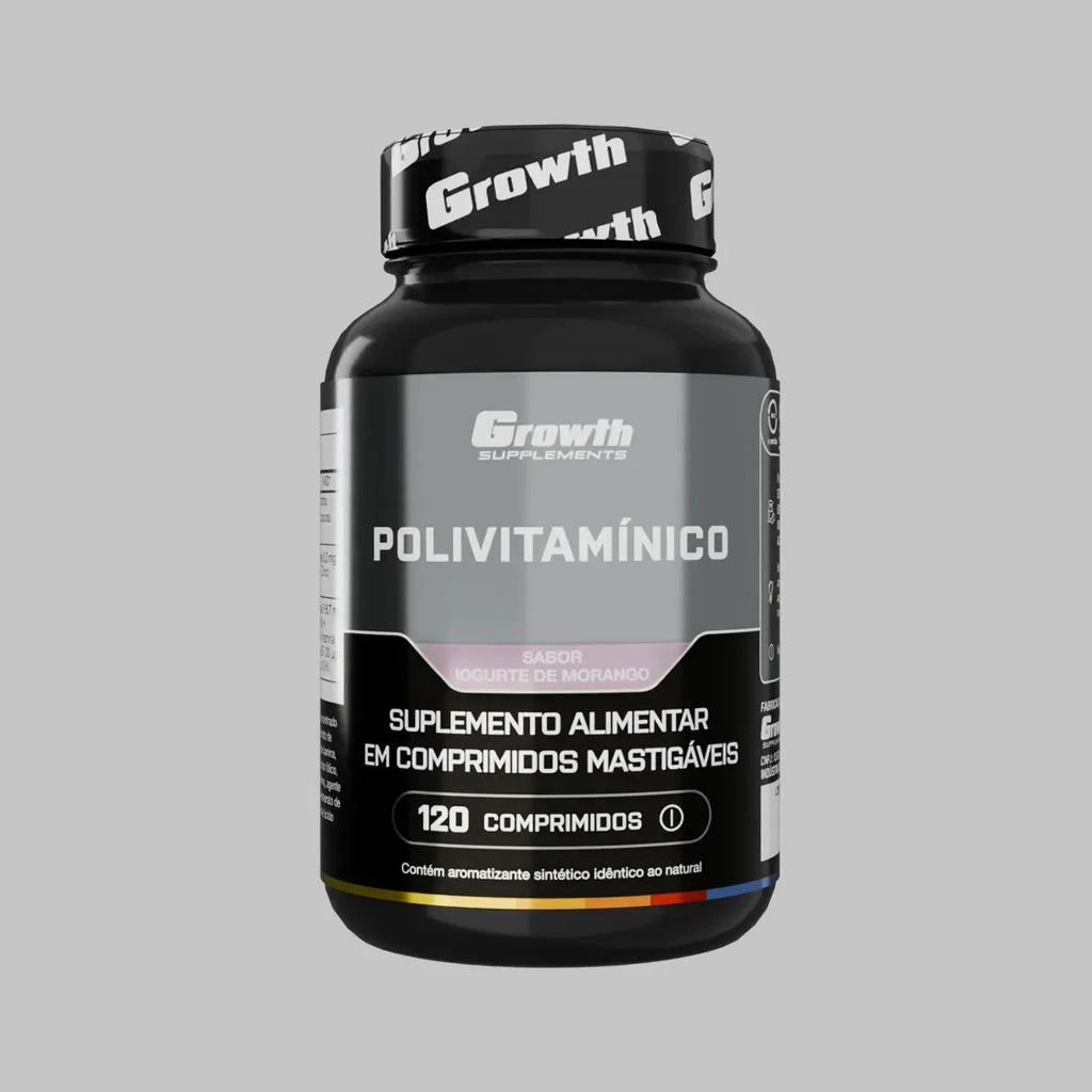 Polivitaminico Mastigável 120un. Growth Supplements - Sabor Morango