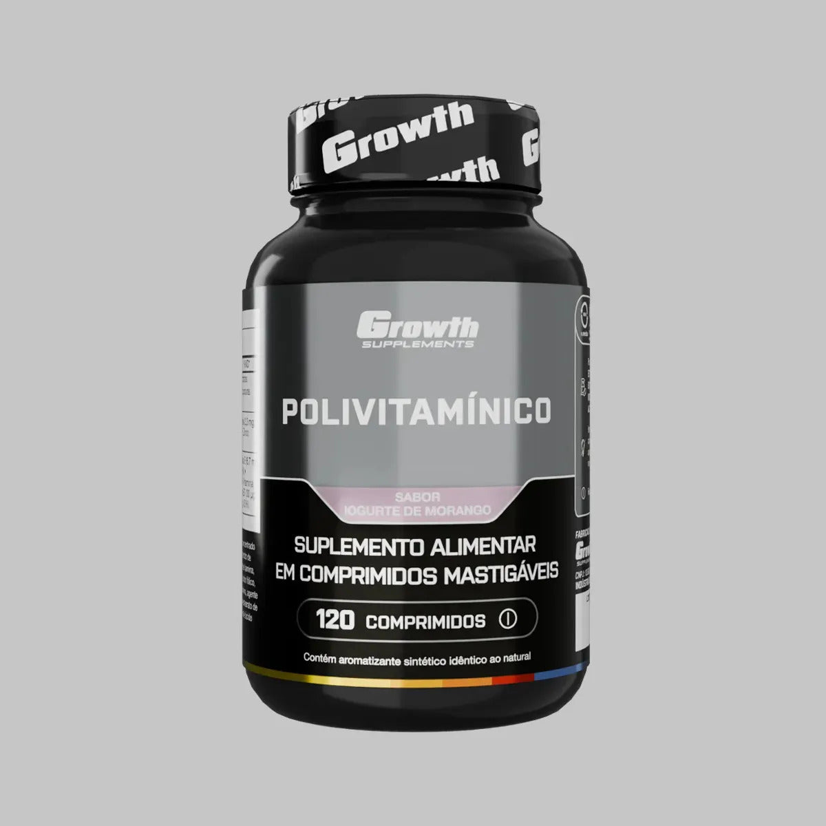 Polivitaminico Mastigável 120un. Growth Supplements - Sabor Morango
