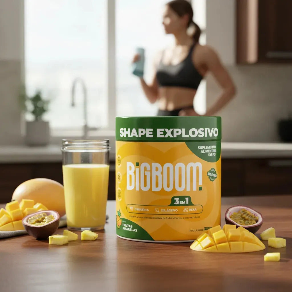 Creatina Monohidratada Big Boom 3 Em 1 C/colágeno E Bcaa Frutas Amarelas