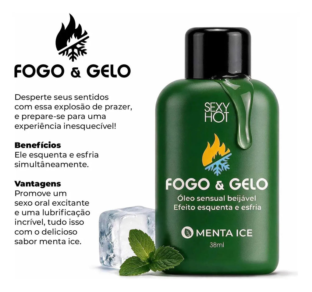 Gel Excitante Fogo E Gelo Beijável Sexo Oral E Íntima Sabor Menta Ice