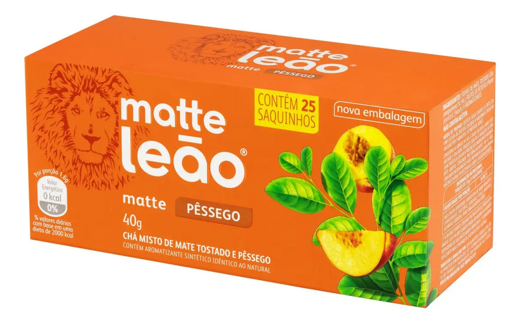 Chá Matte Leão mate pêssego em sachê Pêssego 40 g 25 u