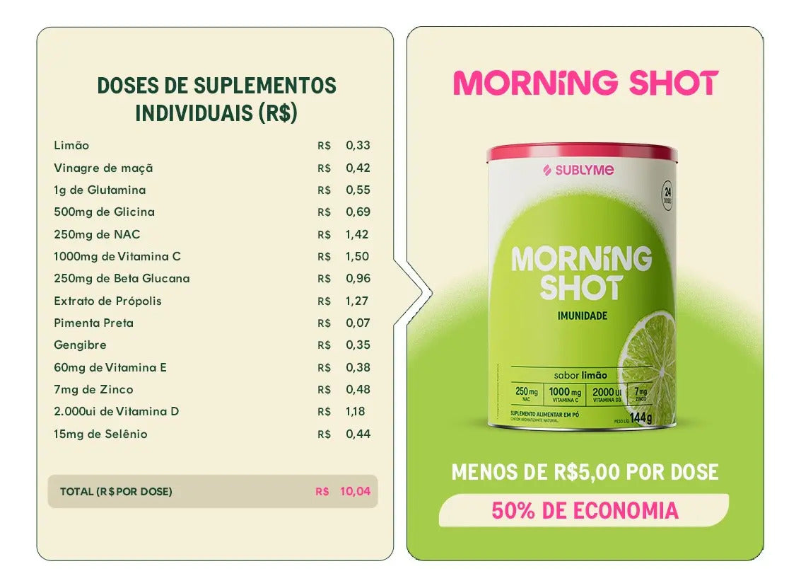Suplemento Vitamínico Morning Shot - Sabor Limão - Classic Size (144g) - Sublyme