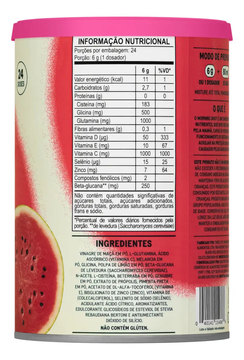 Sublyme Morning Shot Melancia, Suplemento de Imunidade em Pó com Vitamina C, D, Própolis e Zinco