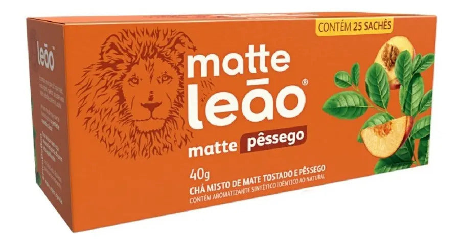 Chá Matte Leão mate pêssego em sachê Pêssego 40 g 25 u