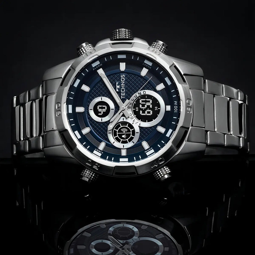 Technos Men's BJ4060AA/1A Silver Ana-Digi Watch