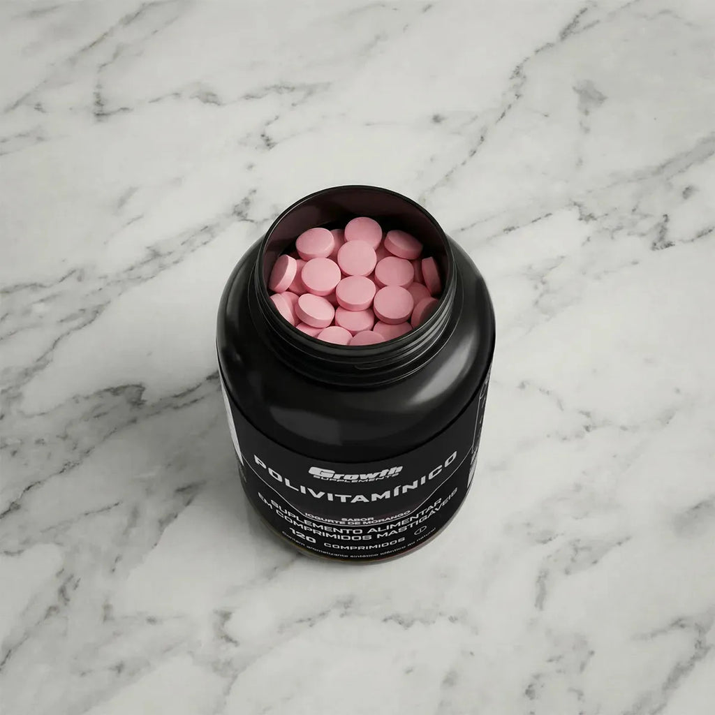 Polivitaminico Mastigável 120un. Growth Supplements - Sabor Morango