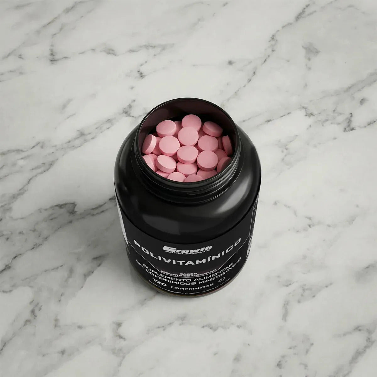 Polivitaminico Mastigável 120un. Growth Supplements - Sabor Morango