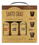 Santo Grau Classic Aperitif Cachaças Kit 3x375ml + 3 Personalized Glasses